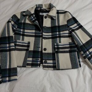 Zara Checkered Blazer - Green and Cream